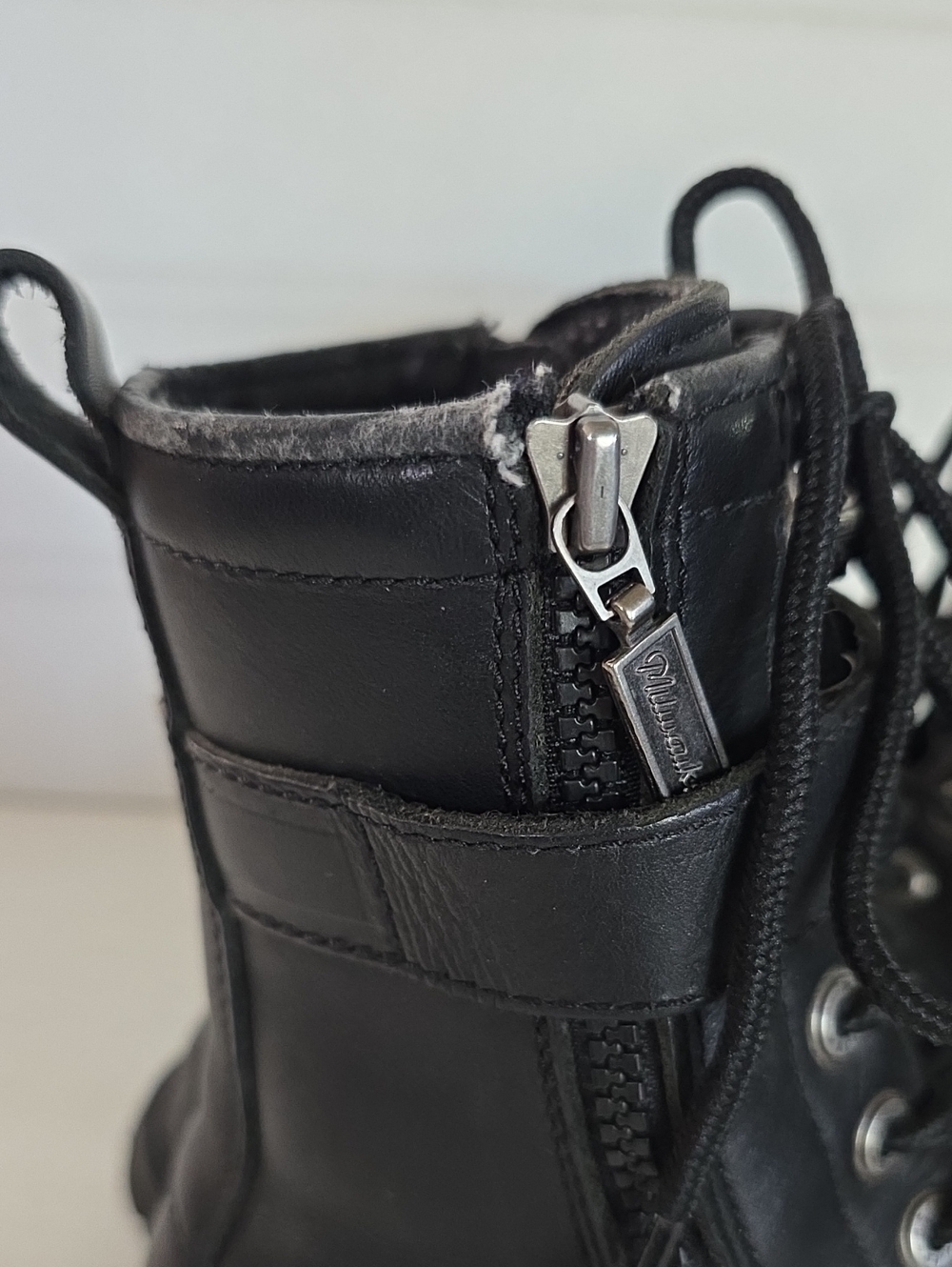 Milwaukee Trooper Black Leather Lace Up Buckle Motorcycle Biker Boots Mens 8.5D - Picture 6 of 16